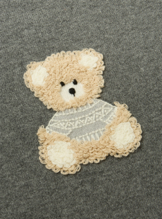 Merino wool blanket with a teddy bear design - Grey | Il Gufo