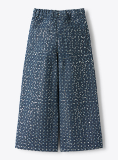 Denim jeans with embroidery and sequins - Blue | Il Gufo