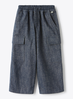 Cargo pants in cotton blend - Blue | Il Gufo
