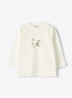 Langarm-T-Shirt mit Kätzchen - Weiss | Il Gufo