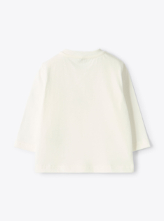 Langarm-T-Shirt mit Kätzchen - Weiss | Il Gufo
