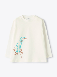 Long-sleeve t-shirt with a puppy design - White | Il Gufo