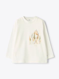 Langarm-T-Shirt mit Aufdruck - Weiss | Il Gufo