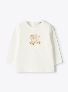 Langarm-T-Shirt mit Teddybär - Weiss | Il Gufo