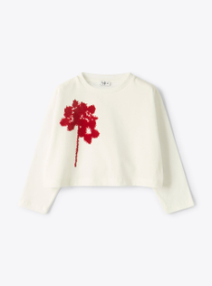 Long-sleeve t-shirt with floral print - White | Il Gufo