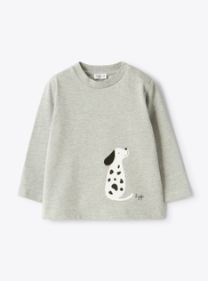 Long-sleeve t-shirt with a bunny print - Grey | Il Gufo