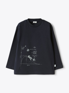 Langarm-T-Shirt mit Aufdruck - Blau | Il Gufo