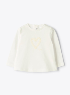 T-Shirt mit Herzapplikation - Weiss | Il Gufo