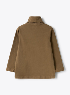 T-shirt collo alto in jersey stretch - Marrone | Il Gufo