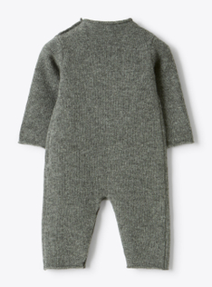 Merino wool onesie with a bear design - Grey | Il Gufo