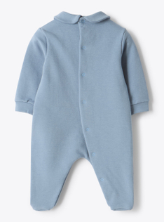 Fleece onesie with a raccoon bear design - Blue | Il Gufo