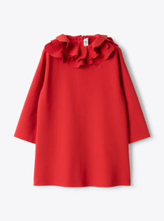 Dress in Sensitive® Fabrics with ruffles - Red | Il Gufo