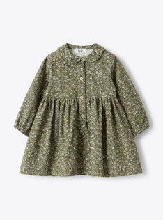 Floral corduroy dress - Green | Il Gufo