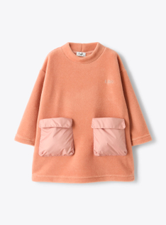 Fleece dress with applied pockets - Pink | Il Gufo