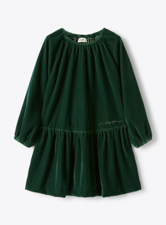 Robe évasée en velours lisse - Vert | Il Gufo