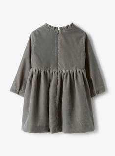 Robe en velours lisse avec micro-volant - Gris | Il Gufo
