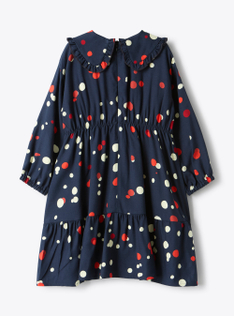 Viscose dress with a ruffled collar - Blue | Il Gufo