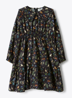 Robe en viscose avec col à volants - Bleu | Il Gufo