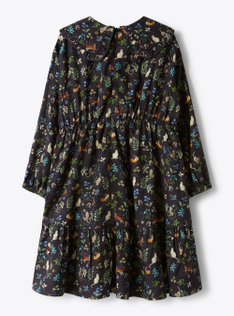 Robe en viscose avec col à volants - Bleu | Il Gufo