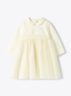 Tulle dress with micro glitter - White | Il Gufo