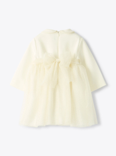 Tulle dress with micro glitter - White | Il Gufo