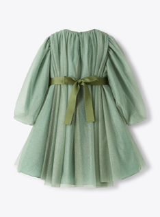 Abito in tulle con micro glitter - Verde | Il Gufo