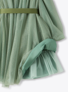 Abito in tulle con micro glitter - Verde | Il Gufo