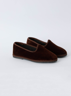 Smooth velvet slippers - Brown | Il Gufo