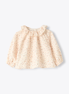 Organic cotton blouse with a floral print - Бежевый | Il Gufo