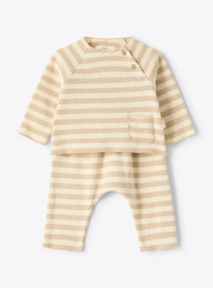 Ensemble en maille à rayures - Beige | Il Gufo
