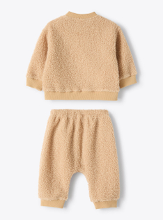 Two-piece set in curly fabric - Beige | Il Gufo