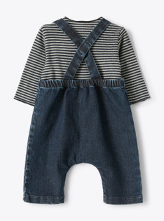 Outfit with denim overalls - СИНИЙ | Il Gufo