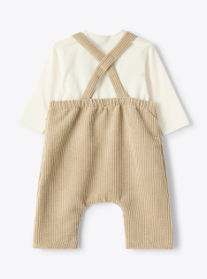 Outfit with corduroy overalls - Beige | Il Gufo