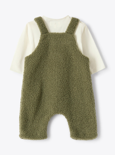 Ensemble avec salopette en bouclette - Vert | Il Gufo