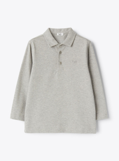 Long-sleeved polo in cotton jersey - Grey | Il Gufo