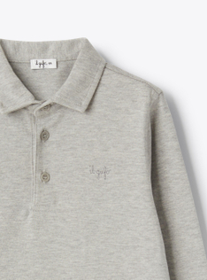 Long-sleeved polo in cotton jersey - Grey | Il Gufo