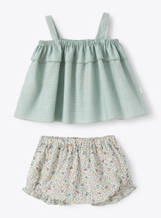 Ensemble deux pièces en tissu bi-matière - Vert | Il Gufo