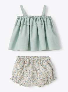 Ensemble deux pièces en tissu bi-matière - Vert | Il Gufo