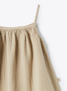 Abito in garza di cotone organico - Beige | Il Gufo