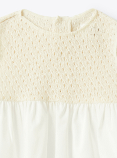 Abito in maglia traforata e voile - Beige | Il Gufo