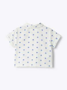 Upcycled seersucker baby shirt - Blue | Il Gufo