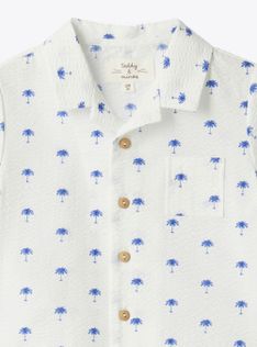 Upcycled seersucker baby shirt - Blue | Il Gufo