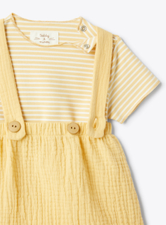 Ensemble-salopette en jersey rayé et gaze - Orange | Il Gufo