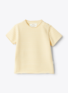 Ensemble-salopette en jersey rayé et gaze - Orange | Il Gufo