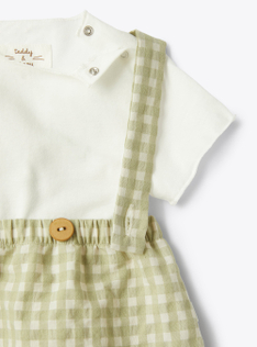 Checked cotton overall set - Green | Il Gufo