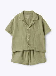 Ensemble en gaze de coton organique - Vert | Il Gufo