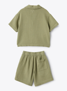 Ensemble en gaze de coton organique - Vert | Il Gufo
