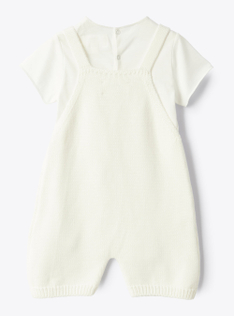 Completo con giacca e salopette in cotone - Bianco | Il Gufo