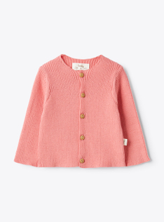 Cardigan in cotone organico - Fucsia | Il Gufo