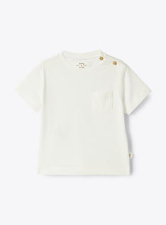Organic jersey T-shirt with pocket - White | Il Gufo
